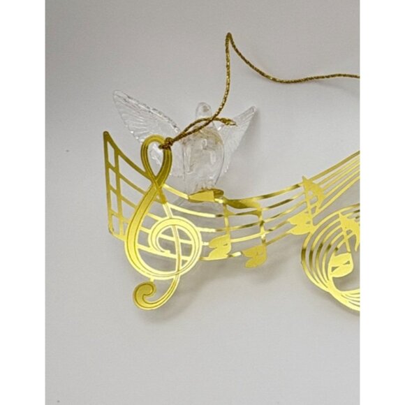 Vintage Doves Musical Notes Christmas Tree Ornament Brass Music Acrylic Birds - Picture 5 of 6